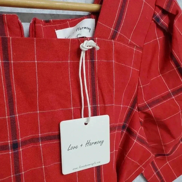Love + Harmony Red Plaid Dress NWT size S - Picture 3 of 4